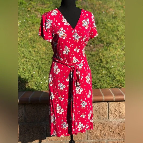 LOFT | Dresses | Worn Time Loft Pink Floral Wrap Dress | Poshmark
